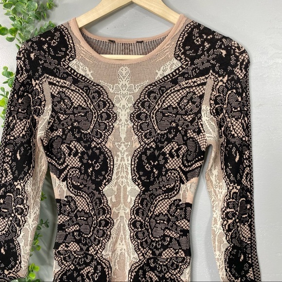 BCBGMaxAzria Bare Pink Black Lace Alma Dress - Picture 3 of 14